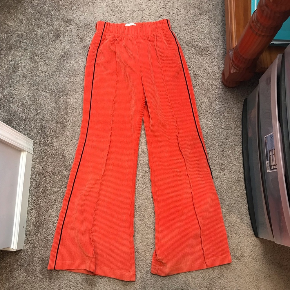 BDG Bright Orange Retro Corduroy Wide Leg Pants Slacks